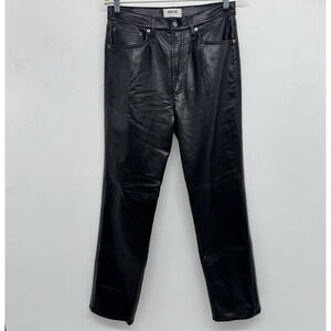 Agolde Women's Leather High Rise Straight Pants Jeans Size 29 Black Goth Witchy